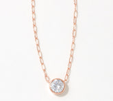 Diamonique 2.00 cttw Bezel-Set Solitaire Necklace, 18K Rose Gold-Plated Sterling Silver